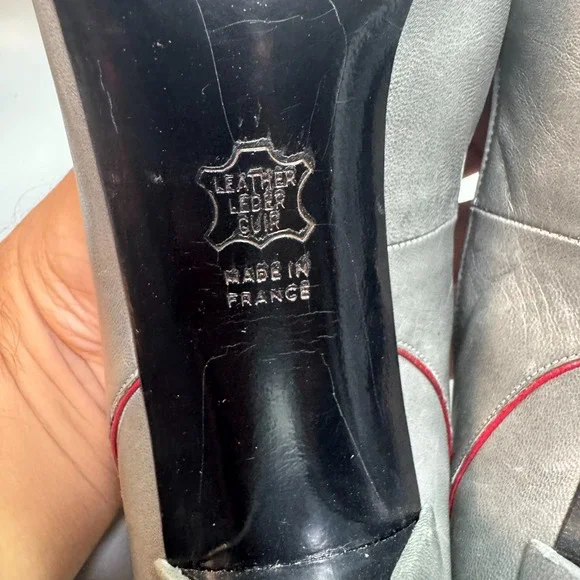 Christian Dior Gray  Flower‎ Vintage Souliers Spike Heels Sz 8 1/2 B - Picture 11 of 11